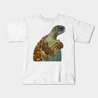 Sea Turtle Playing Trumpet Art Kids T-Shirt